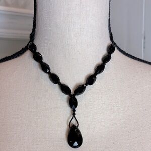 WHBM Black Faceted Teardrop Pendant Necklace
Great condition